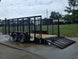 7x16 Powder Coated Straight Deck Utility Trailer with 4.5ft Mesh Sides (2) 3500lb Axles Open back left angle picture 