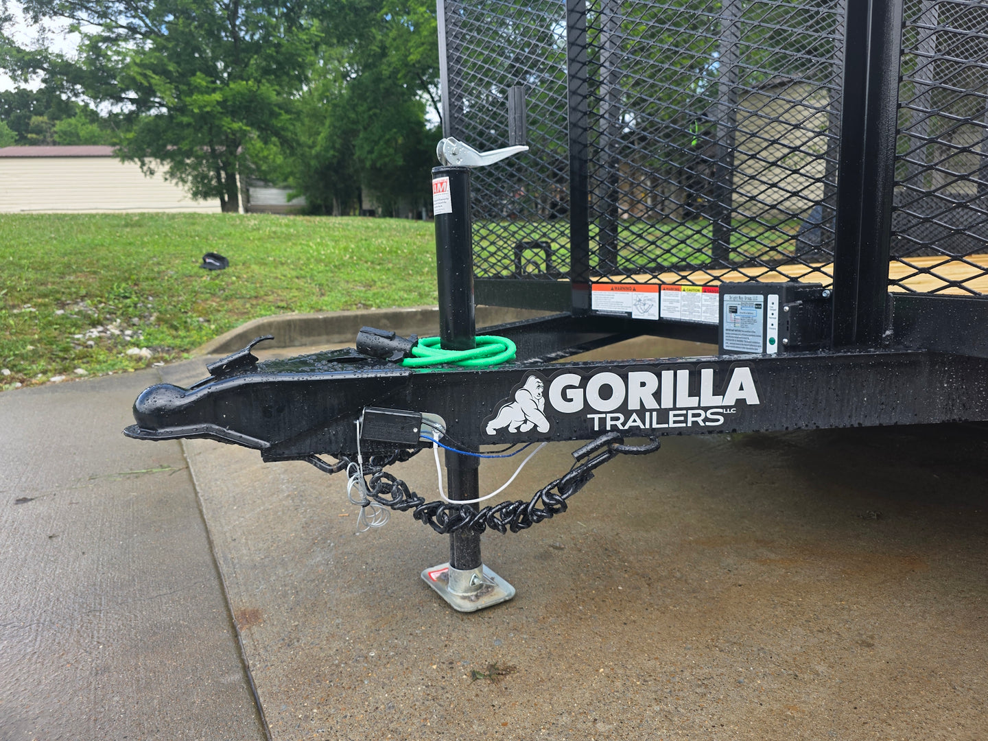 7x16 Powder Coated Straight Deck Utility Trailer with 4.5ft Mesh Sides (2) 3500lb Axles Tongue picture 