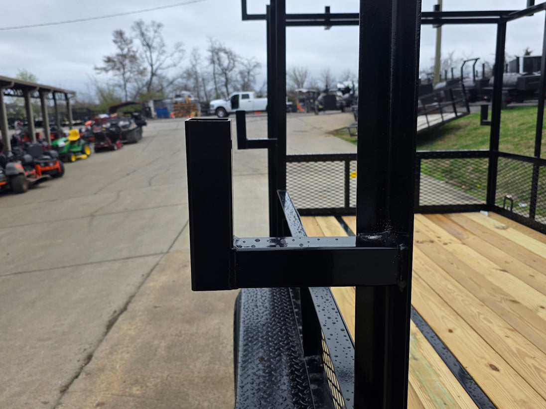 7x16 Straight Deck (2) 5200lb axles 2ft mesh 6ft ladder racks- Ladder rack picture