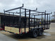 7x16 Straight Deck (2) 5200lb axles 2ft mesh 6ft ladder racks Back right-angle picture 