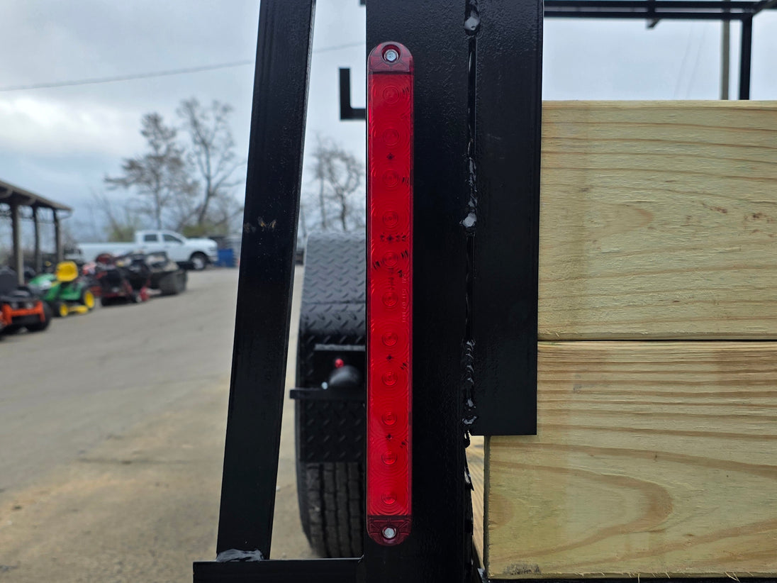 7x16 Straight Deck (2) 5200lb axles 2ft mesh 6ft ladder racks Brake light picture 