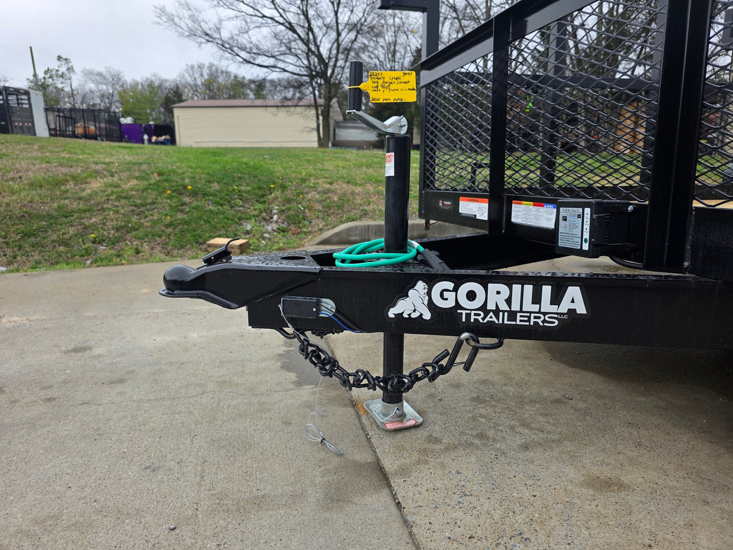 7x16 Straight Deck (2) 5200lb axles 2ft mesh 6ft ladder racks c-channel tongue picture 