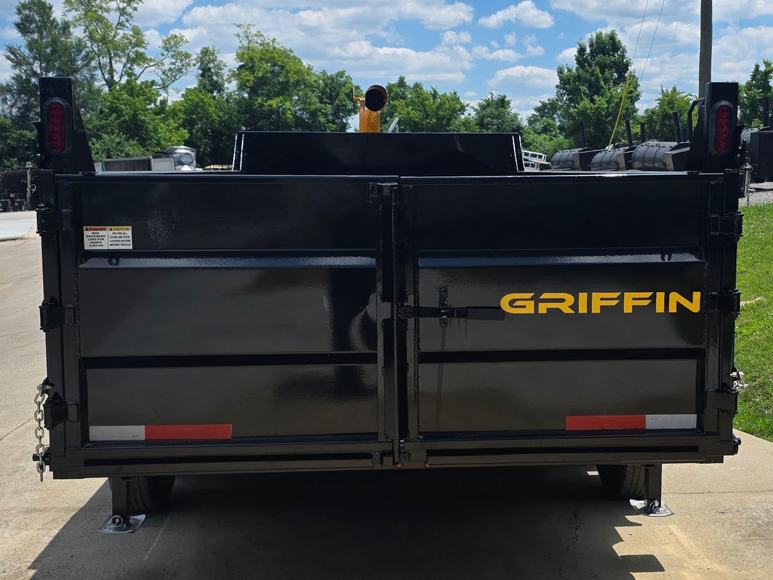 7x16 Telescopic Dump Trailer with 3ft Sides Powder Coated (2) 7K Axles GVWR 14k Back side picture 