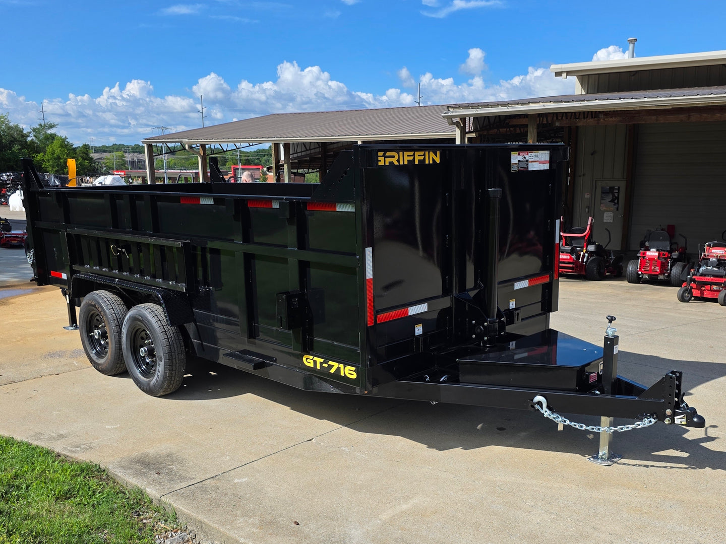 7x16 Telescopic Dump Trailer with 3ft Sides Powder Coated (2) 7K Axles GVWR 14k Front left angle picture 