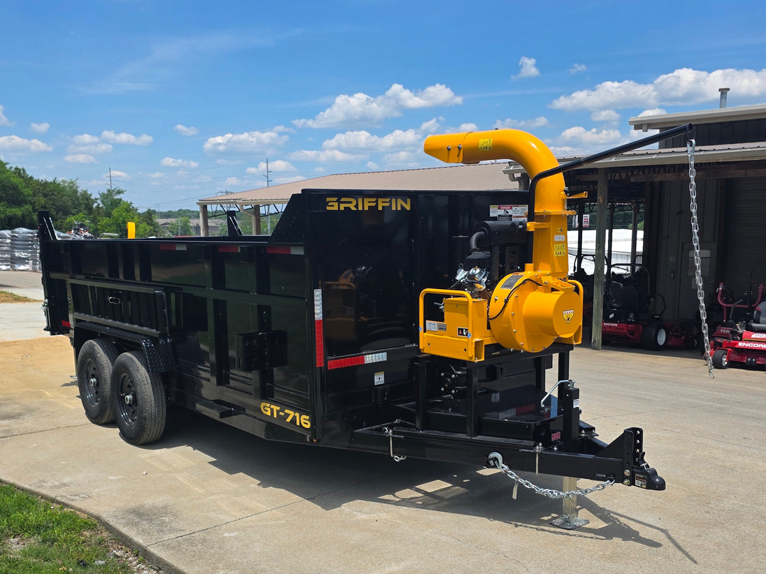 7x16 Telescopic Dump Trailer with 3ft Sides Powder Coated (2) 7K Axles GVWR 14k Front left angle picture 