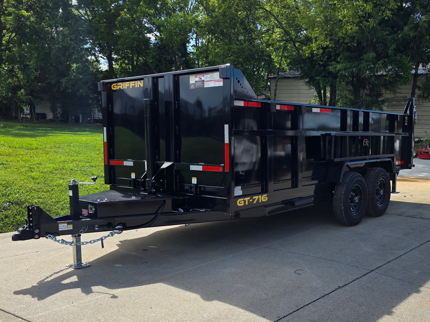 7x16 Telescopic Dump Trailer with 3ft Sides Powder Coated (2) 7K Axles GVWR 14k Front right angle picture 