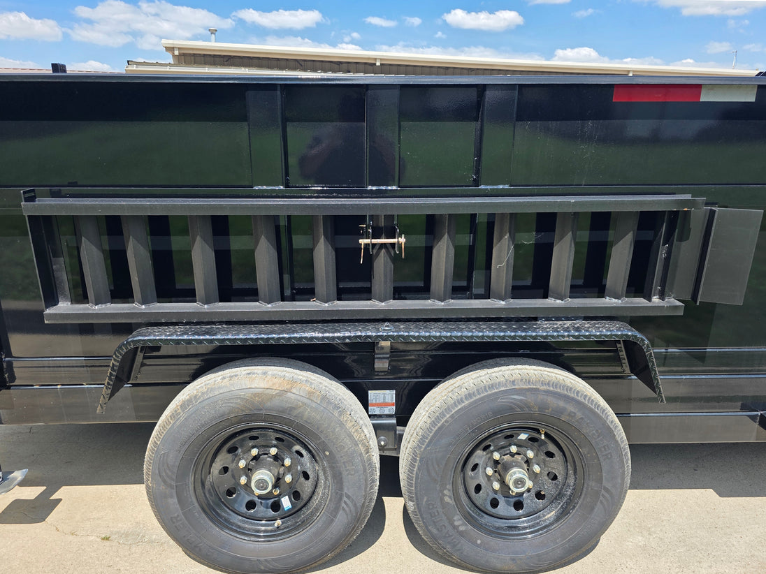 7x16 Telescopic Dump Trailer with 3ft Sides Powder Coated (2) 7K Axles GVWR 14k Ladder picture 