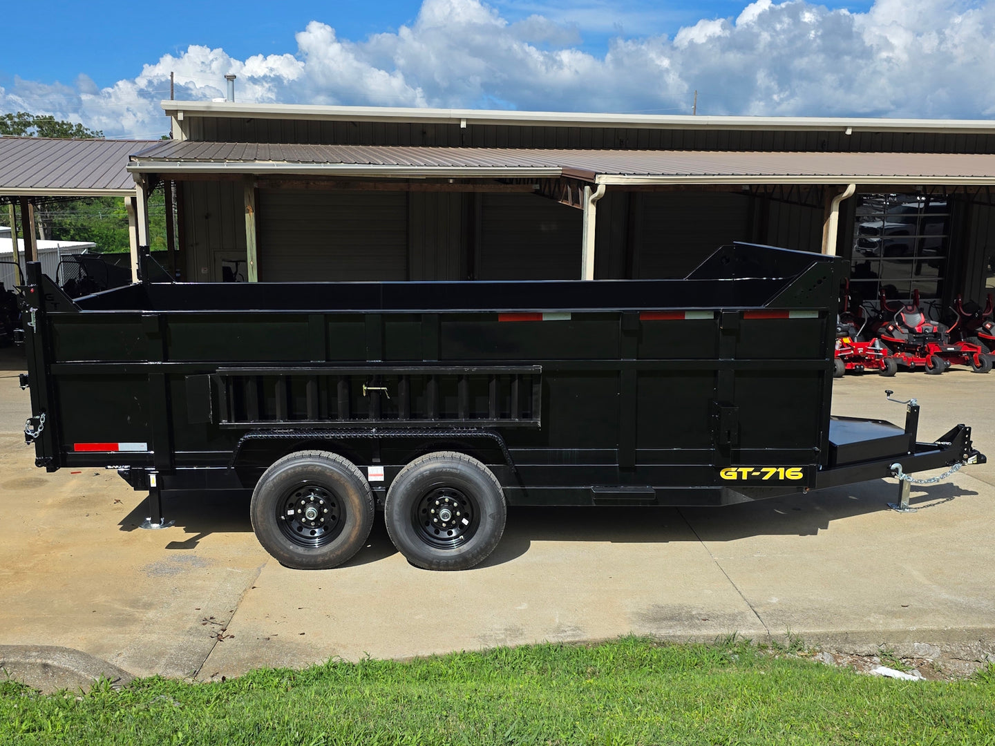 7x16 Telescopic Dump Trailer with 3ft Sides Powder Coated (2) 7K Axles GVWR 14k Left side picture 