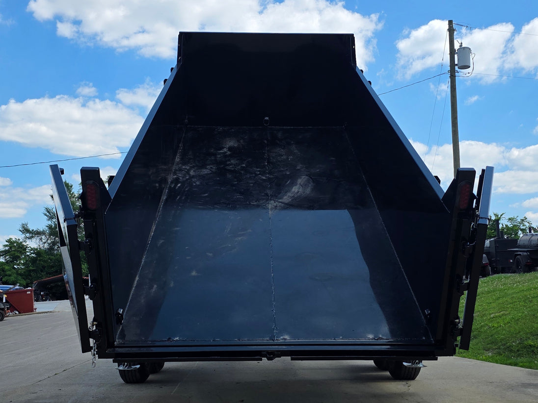 7x16 Telescopic Dump Trailer with 3ft Sides Powder Coated (2) 7K Axles GVWR 14k Lifted back side picture 
