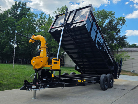 7x16 Telescopic Dump Trailer with 3ft Sides Powder Coated (2) 7K Axles GVWR 14k Lifted front right angle picture 