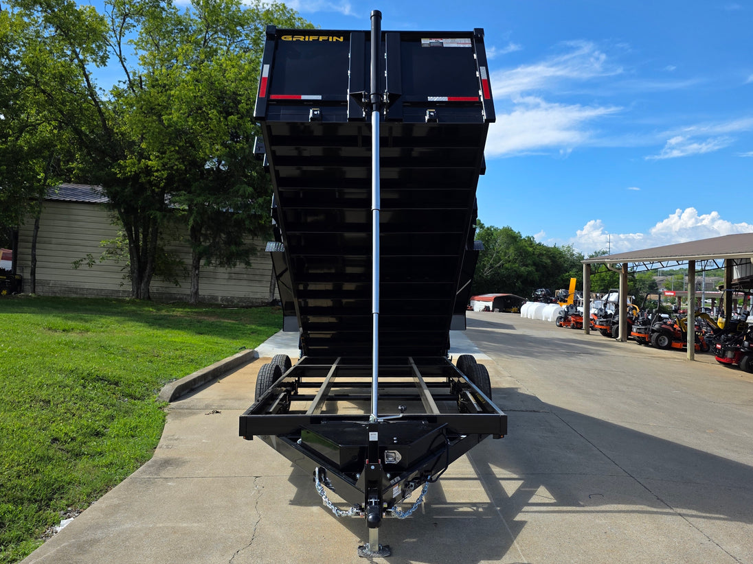 7x16 Telescopic Dump Trailer with 3ft Sides Powder Coated (2) 7K Axles GVWR 14k Lifted front side picture 