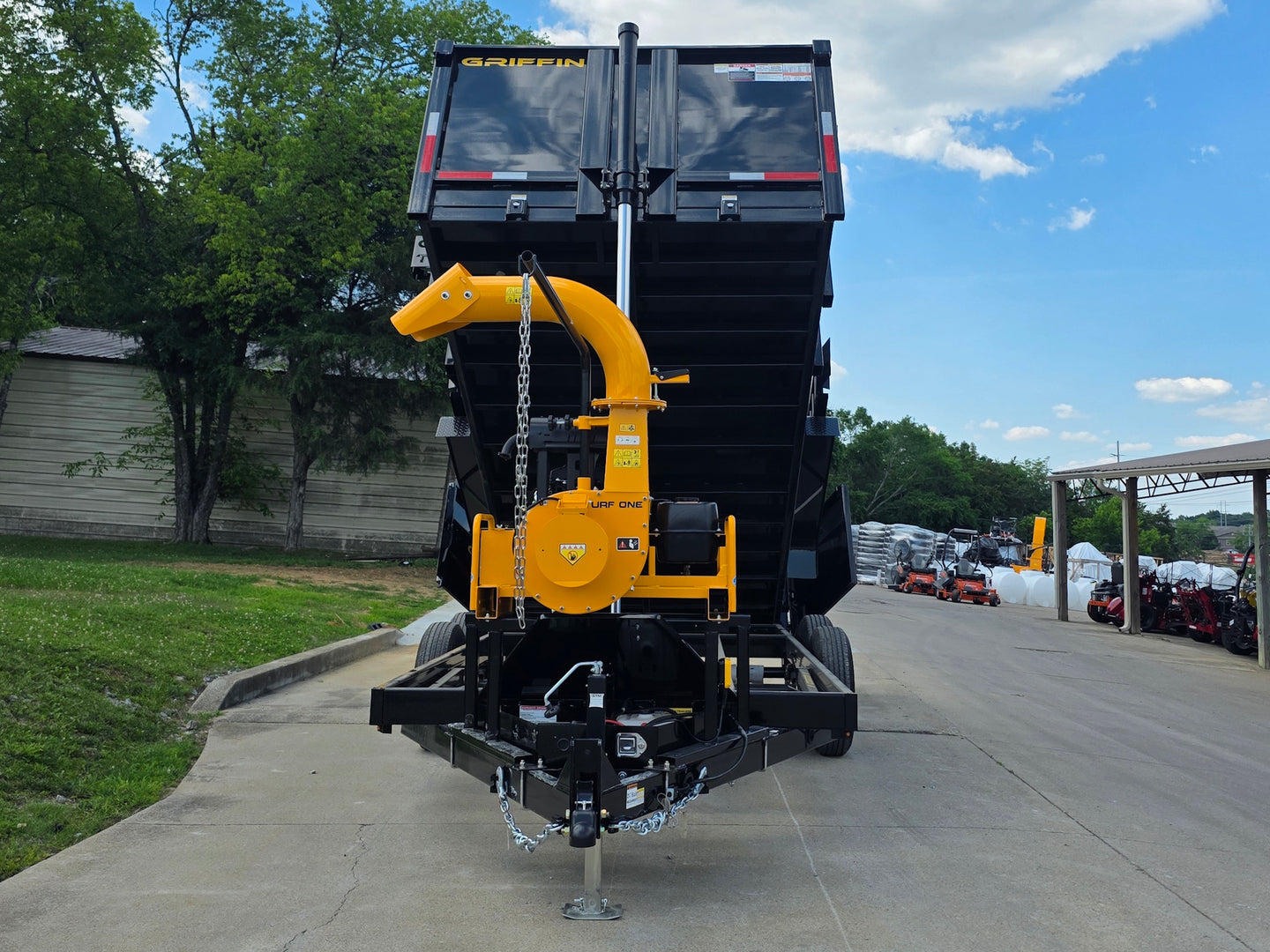 7x16 Telescopic Dump Trailer with 3ft Sides Powder Coated (2) 7K Axles GVWR 14k Lifted front side picture 