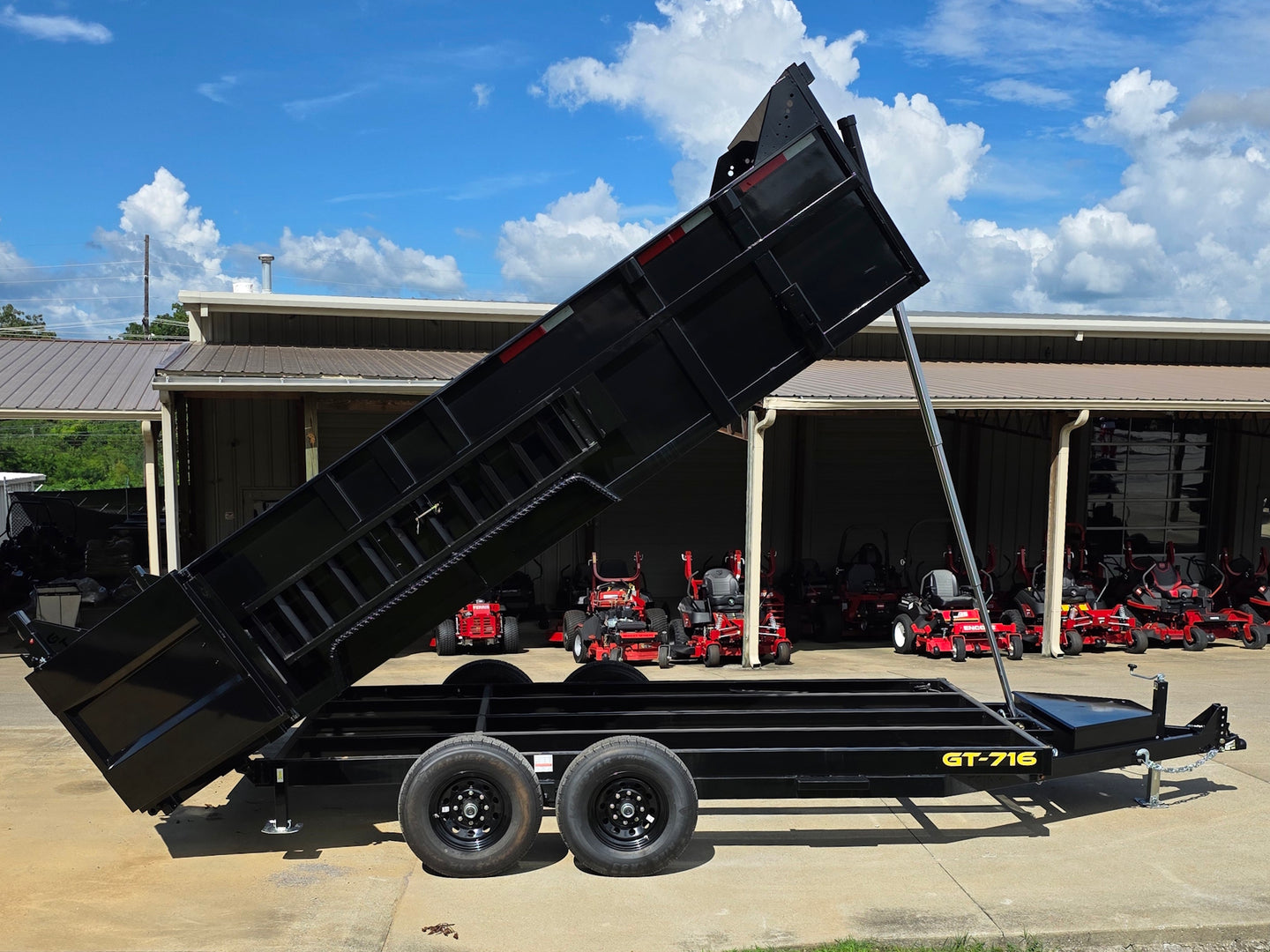 7x16 Telescopic Dump Trailer with 3ft Sides Powder Coated (2) 7K Axles GVWR 14k Lifted left side picture 