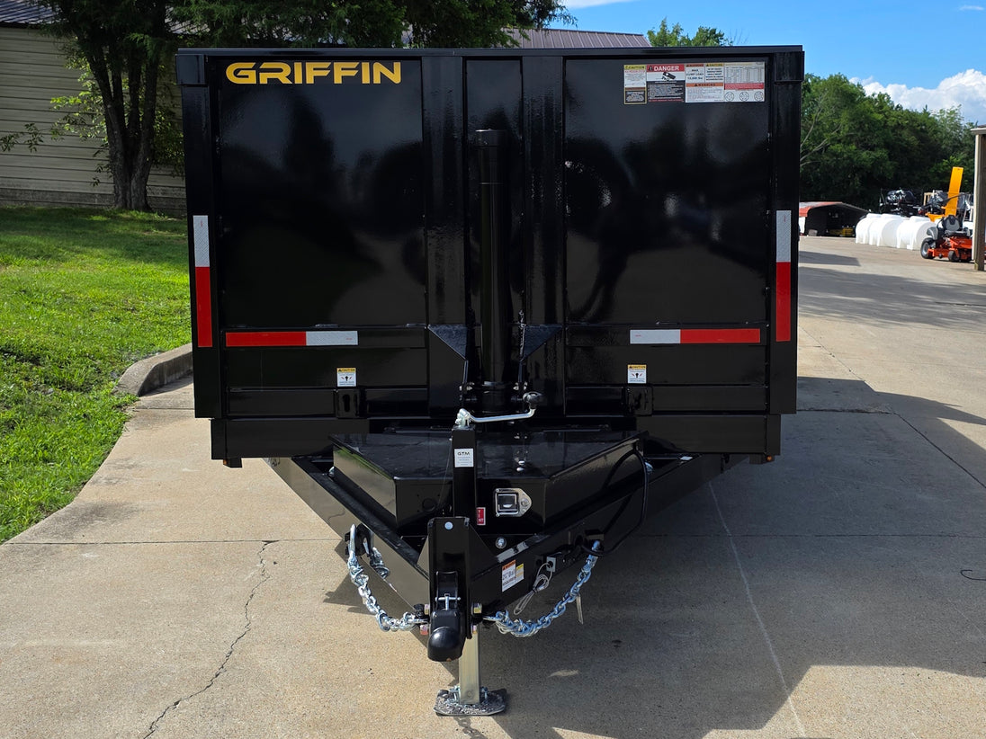 7x16 Telescopic Dump Trailer with 3ft Sides Powder Coated (2) 7K Axles GVWR 14k Open front side picture 