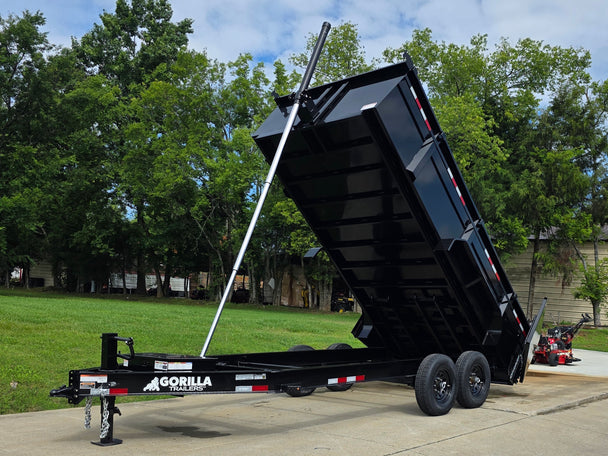 7x16 Telescopic IBeam Dump Trailer with 3ft Sides (2) 7K Axles 14k GVWR Lifted front right angle picture 