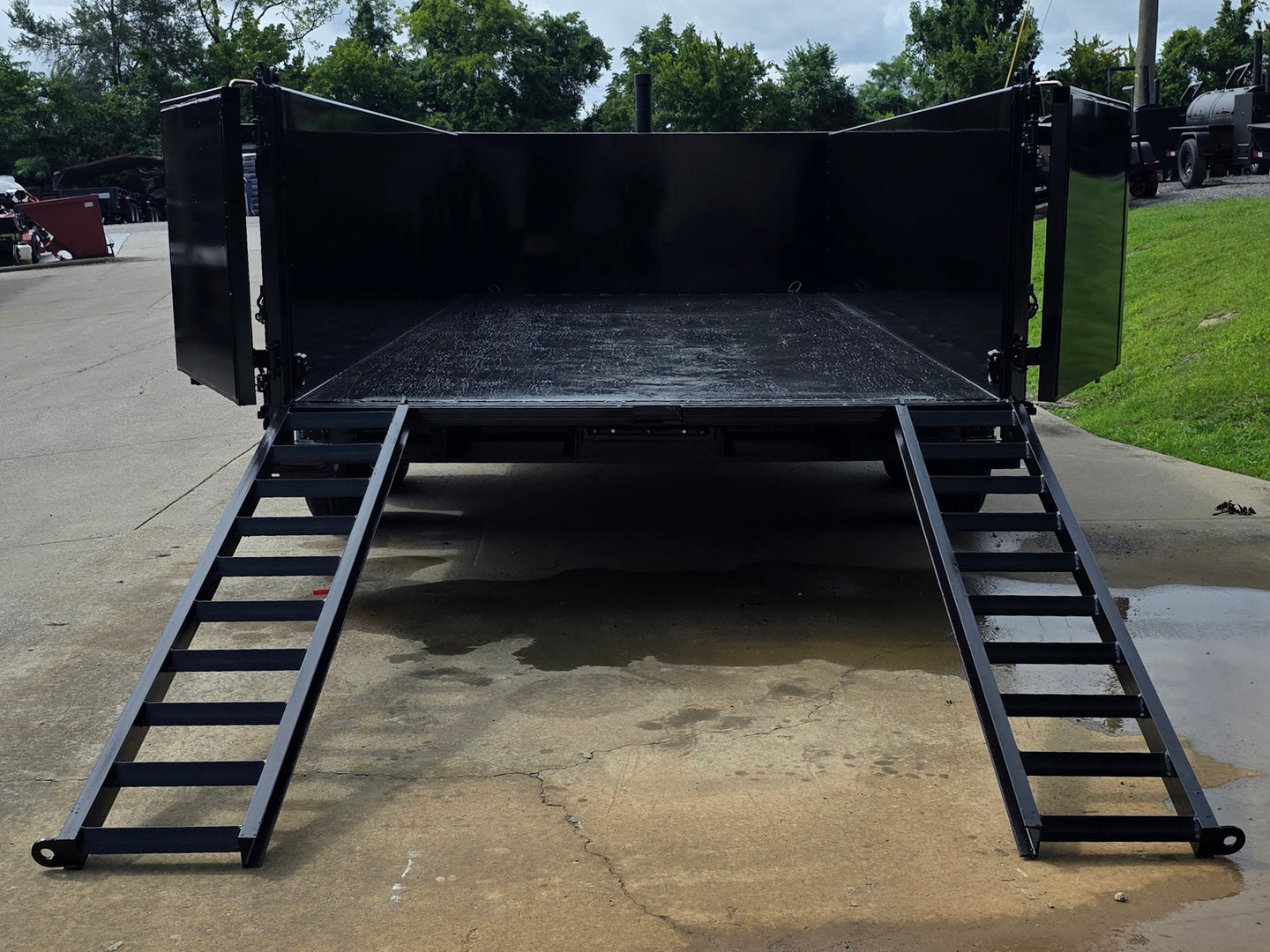 7x16 Telescopic IBeam Dump Trailer with 3ft Sides (2) 7K Axles 14k GVWR Open back side picture 