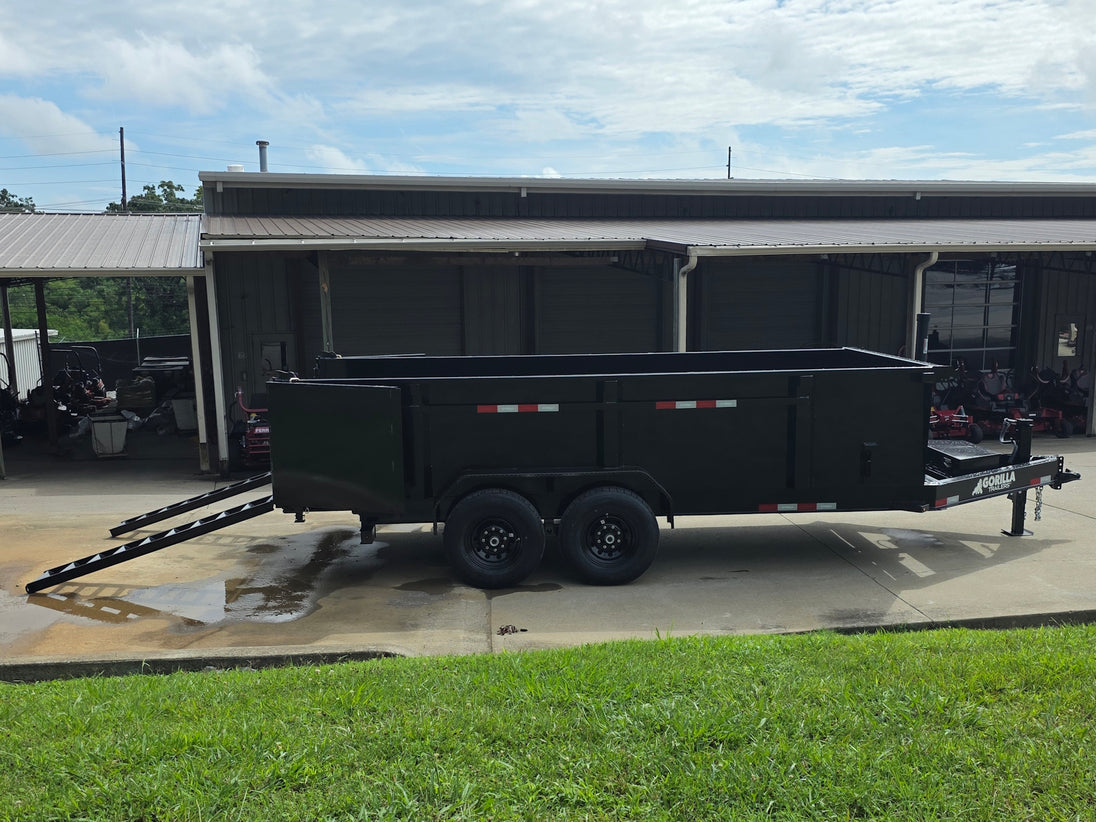 7x16 Telescopic IBeam Dump Trailer with 3ft Sides (2) 7K Axles 14k GVWR Open left side picture 