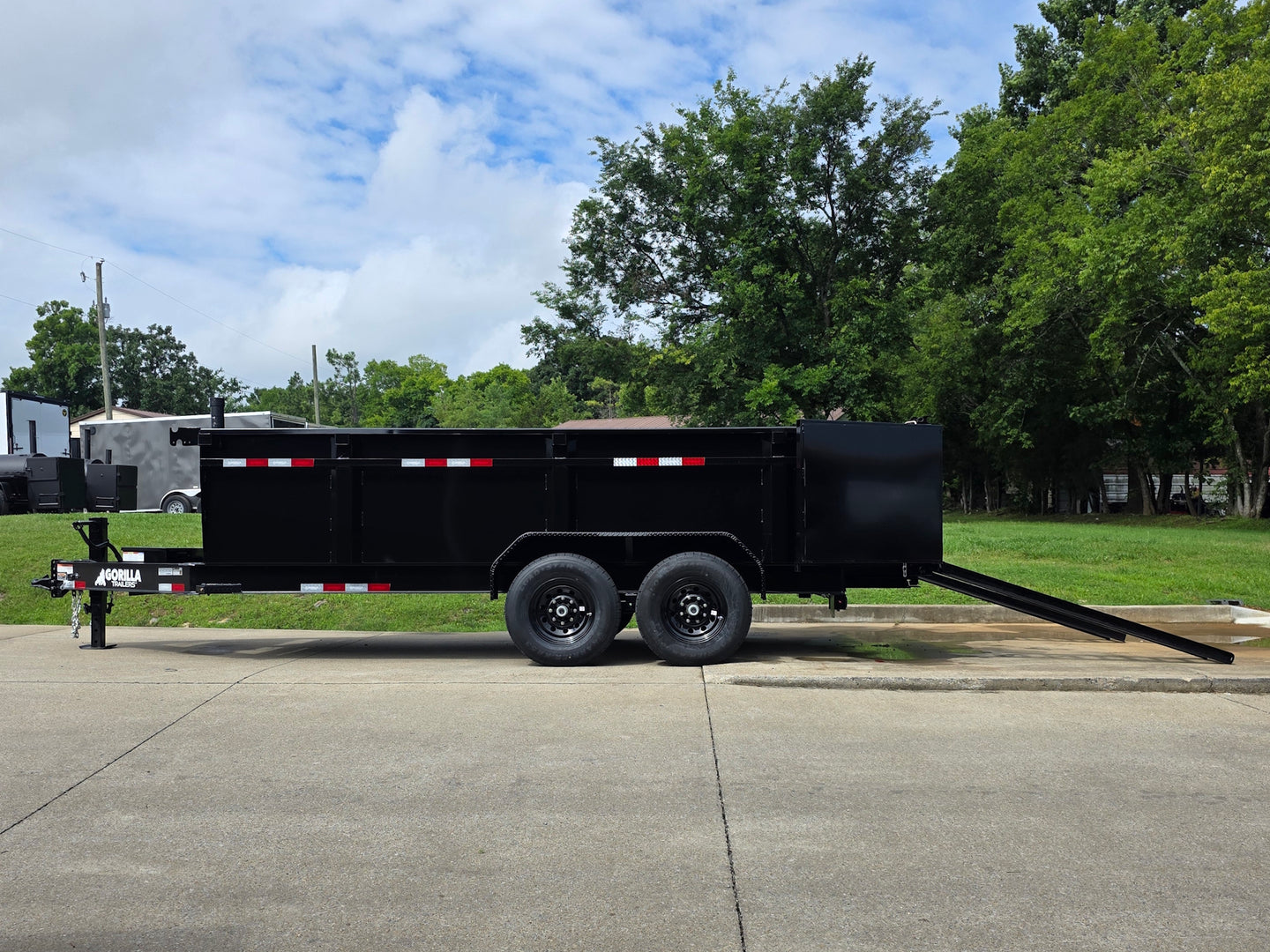 7x16 Telescopic IBeam Dump Trailer with 3ft Sides (2) 7K Axles 14k GVWR Open right-side picture 