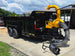 7x16x3 Gorilla Telescopic Leaf Dump Trailer System With 21hp Leaf Debris Loader Front left angle picture 