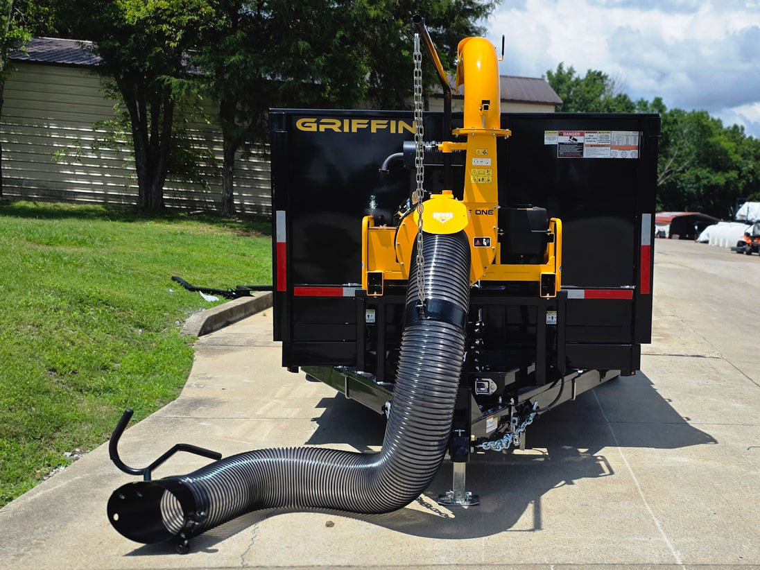7x16x3 Gorilla Telescopic Leaf Dump Trailer System With 21hp Leaf Debris Loader Front side picture 