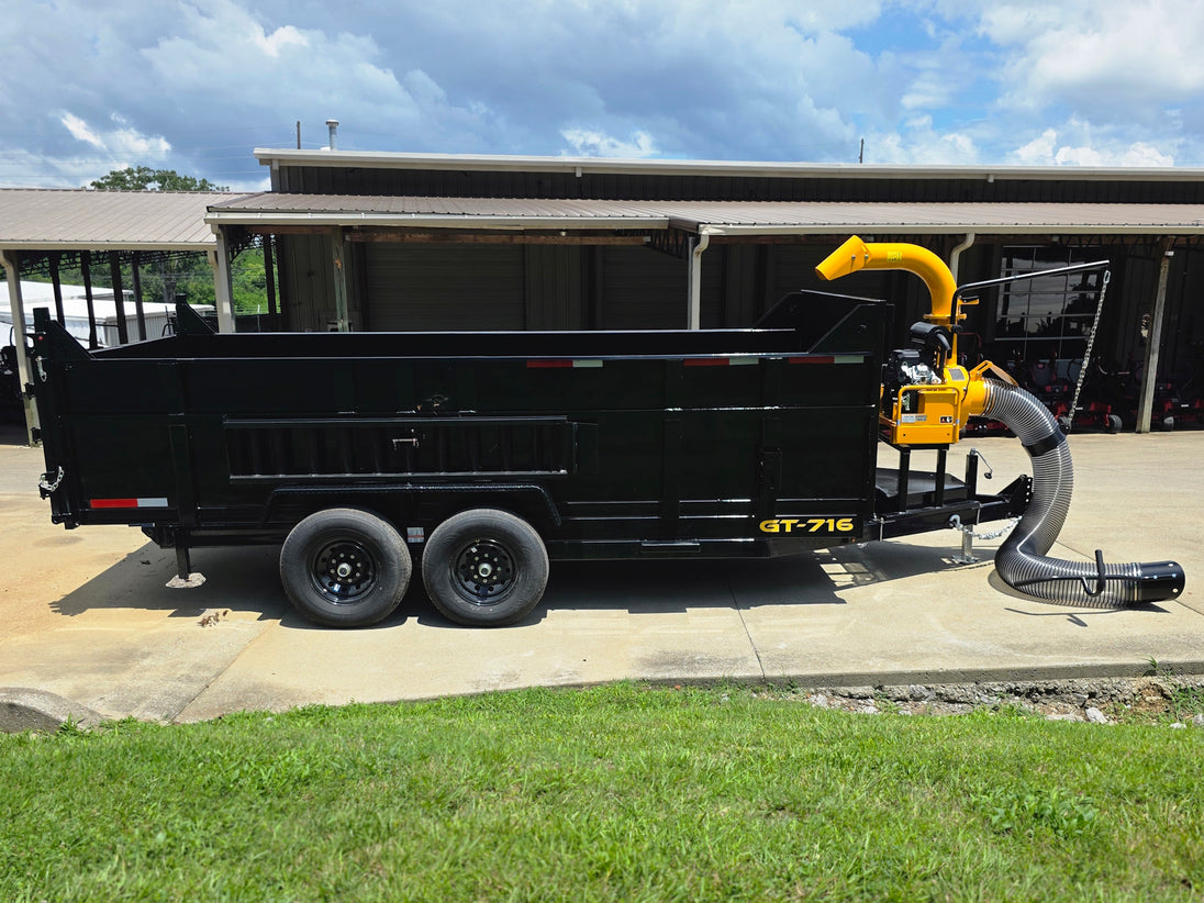 7x16x3 Gorilla Telescopic Leaf Dump Trailer System With 21hp Leaf Debris Loader Left side picture 