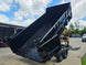 7x16x3 Gorilla Telescopic Leaf Dump Trailer System With 21hp Leaf Debris Loader Lifted back right angle Picture 