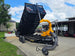 7x16x3 Gorilla Telescopic Leaf Dump Trailer System With 21hp Leaf Debris Loader Lifted front left angle picture