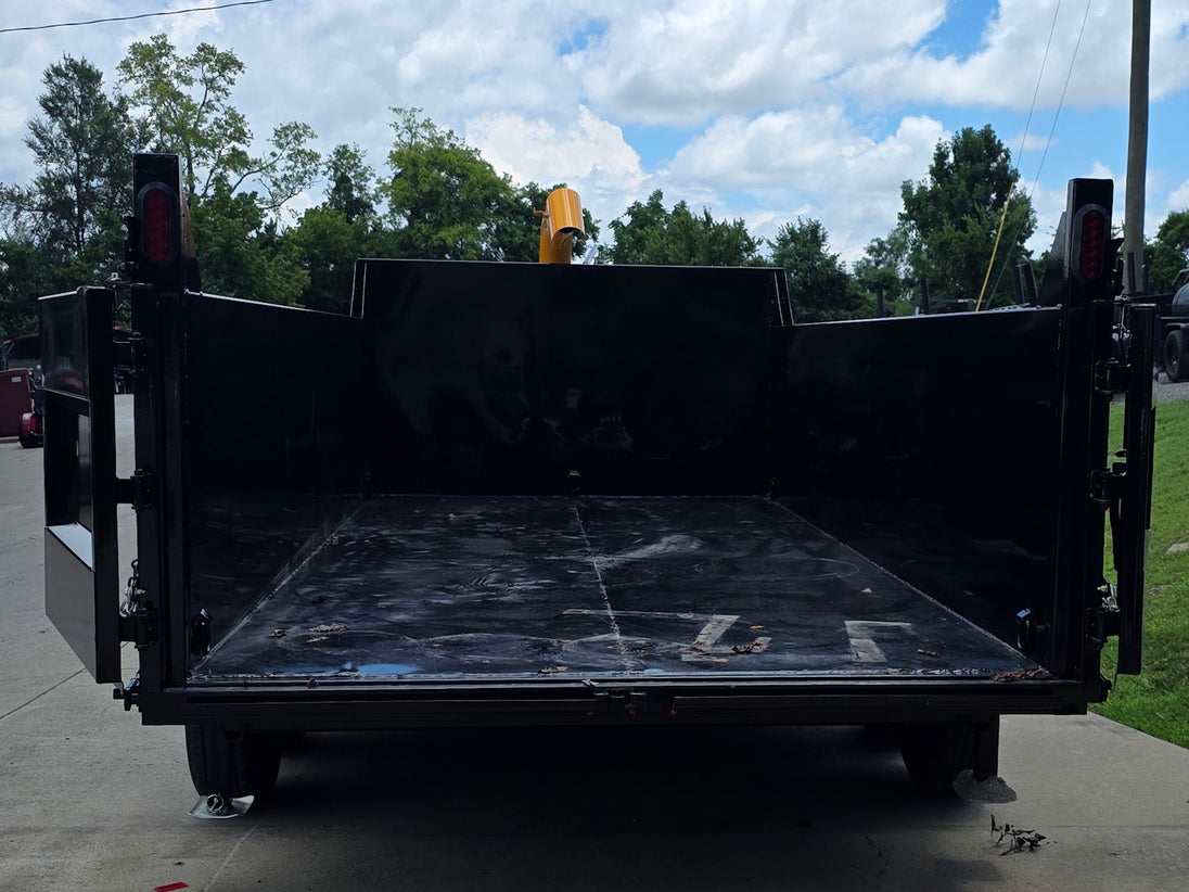 7x16x3 Gorilla Telescopic Leaf Dump Trailer System With 21hp Leaf Debris Loader Open back side picture 