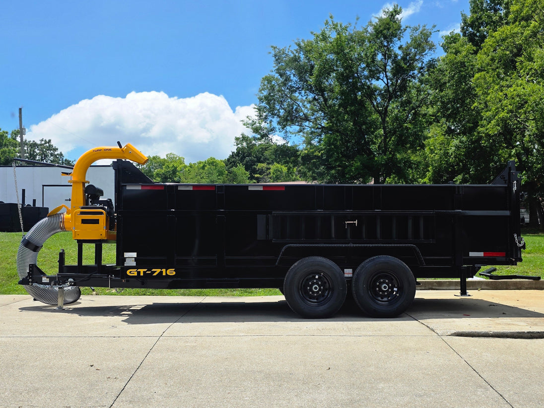 7x16x3 Gorilla Telescopic Leaf Dump Trailer System With 21hp Leaf Debris Loader Right side picture 