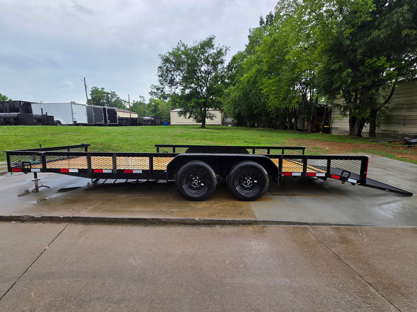 7x20 Dovetail Utility Trailer with 1ft Mesh Side Gate (2) 3,500lb Axles 7K GVWR Open right side picture 