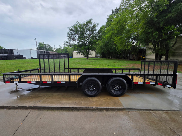 7x20 Dovetail Utility Trailer with 1ft Mesh Side Gate (2) 3,500lb Axles 7K GVWR Right side picture 