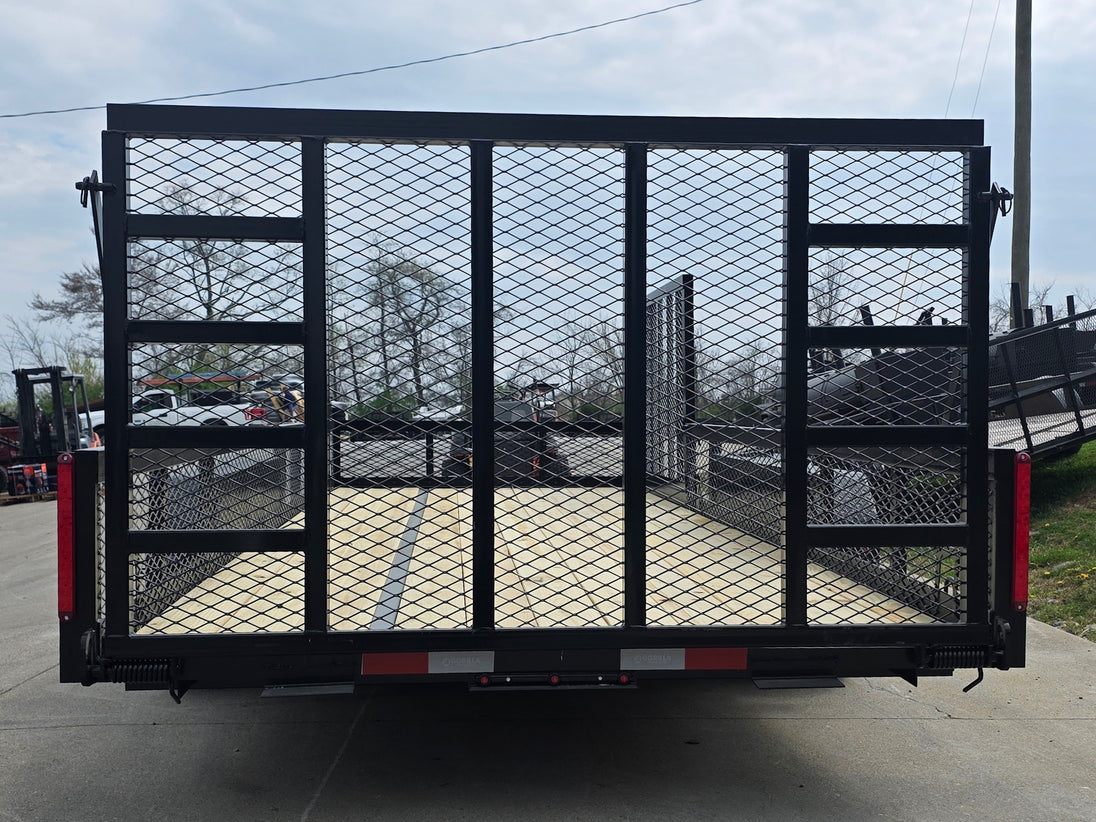 7x20 Powder Coated Utility Trailer with Side Gate and 18" Mesh (2) 5,200lb Axles Back side picture 