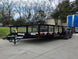 7x20 Powder Coated Utility Trailer with Side Gate and 18" Mesh (2) 5,200lb Axles Open front right angle view 
