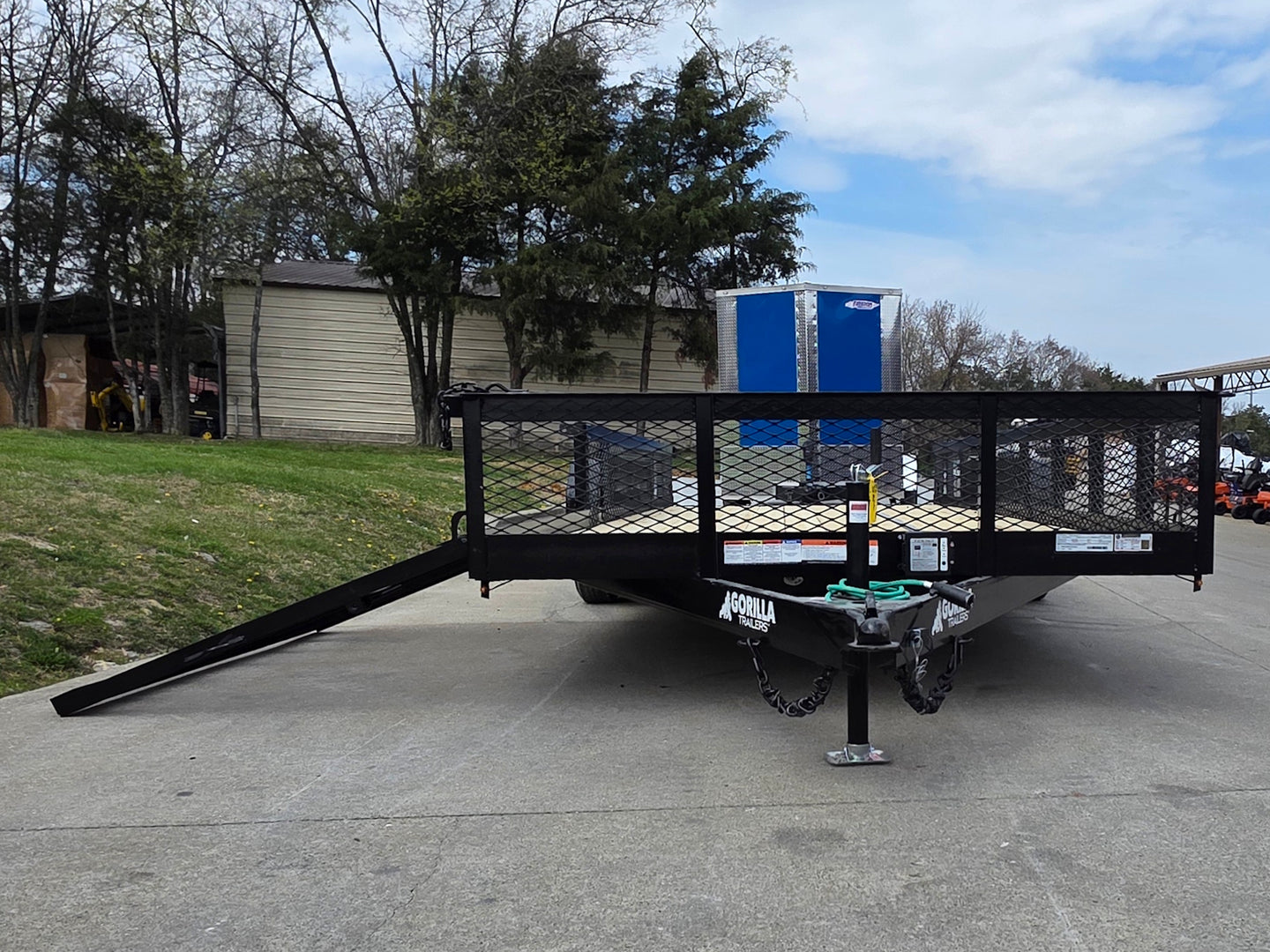 7x20 Powder Coated Utility Trailer with Side Gate and 18" Mesh (2) 5,200lb Axles Open front side picture