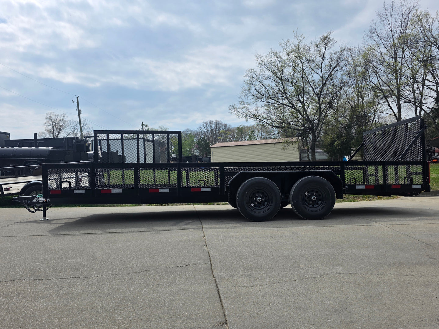 7x20 Powder Coated Utility Trailer with Side Gate and 18" Mesh (2) 5,200lb Axles Right side picture 