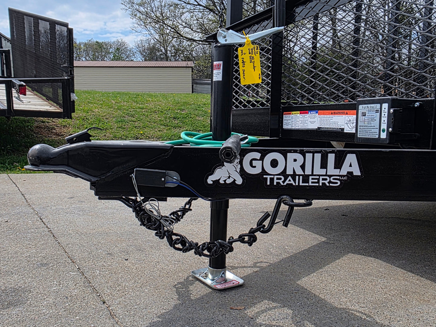 7x20 Powder Coated Utility Trailer with Side Gate and 18" Mesh (2) 5,200lb Axles Tongue side picture 