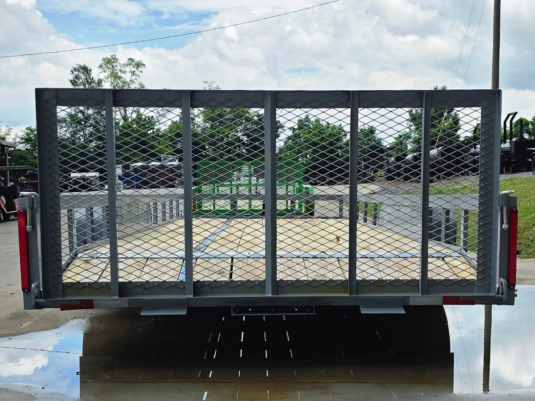 7x20 Utility Trailer Dovetail Powder Coated W/gate (2) 3500lb Axles 7k GVWR  2-brakes Back side picture 