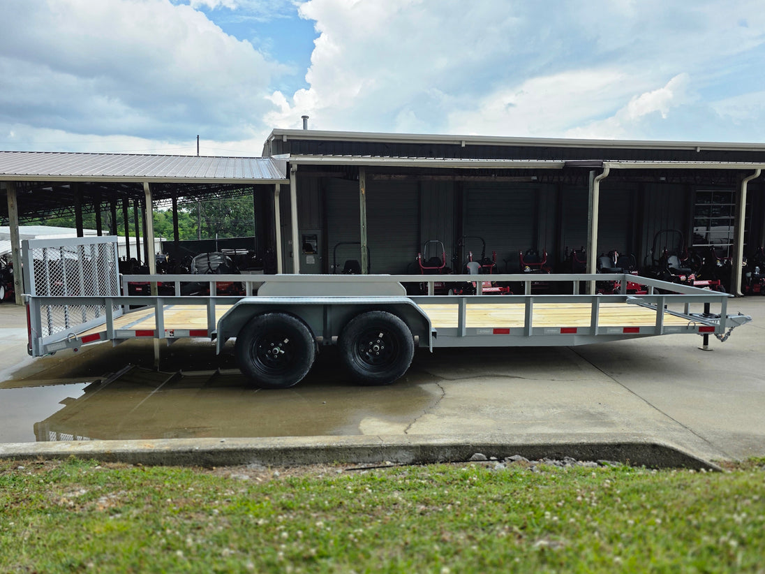 7x20 Utility Trailer Dovetail Powder Coated W/gate (2) 3500lb Axles 7k GVWR  2-brakes Left side picture 