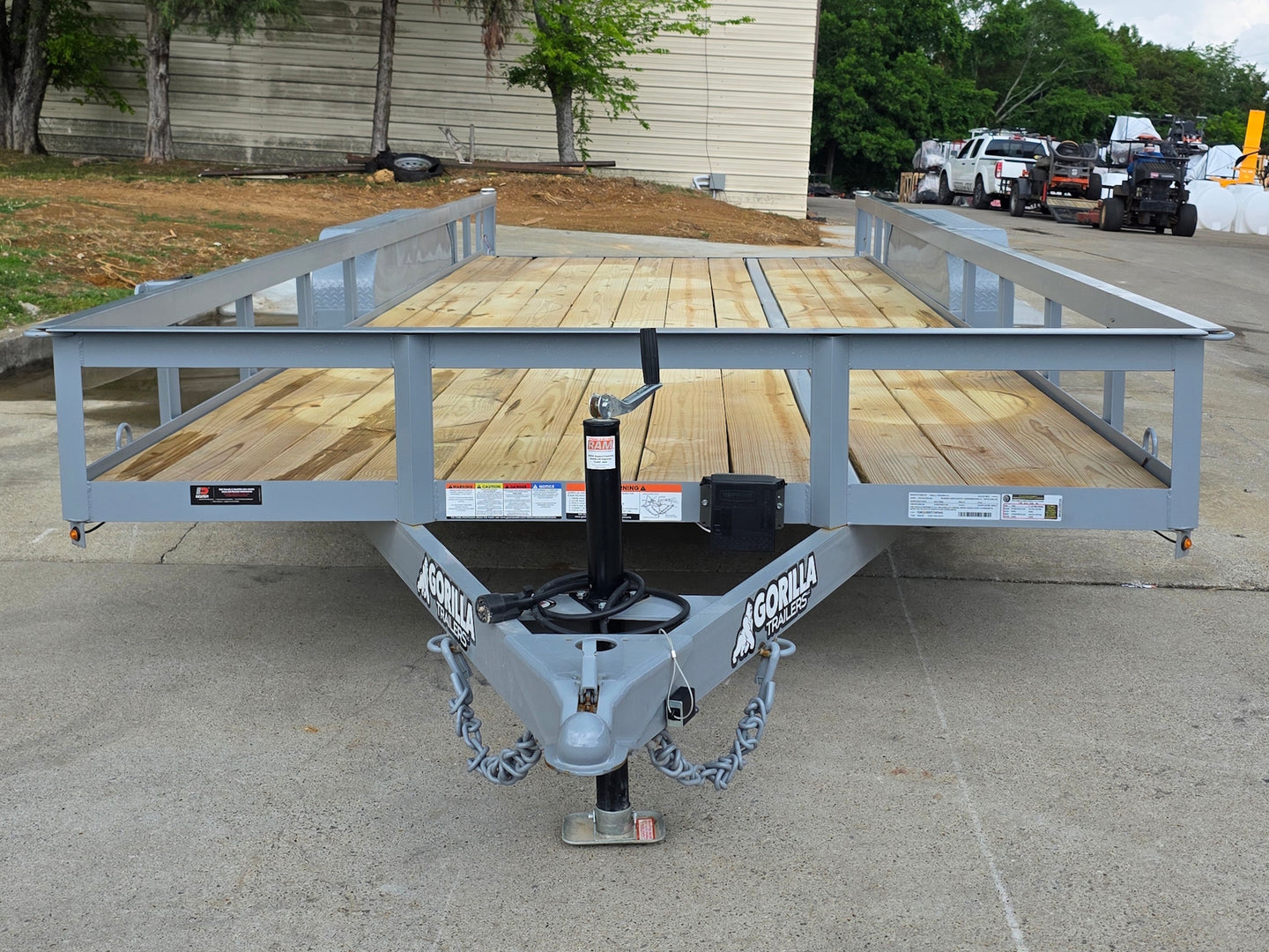 7x20 Utility Trailer Dovetail Powder Coated W/gate (2) 3500lb Axles 7k GVWR  2-brakes Open front side picture 