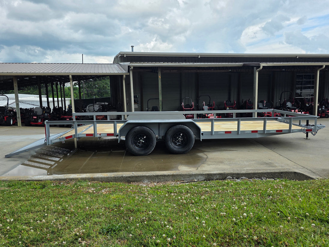 7x20 Utility Trailer Dovetail Powder Coated W/gate (2) 3500lb Axles 7k GVWR  2-brakes Open left side picture 