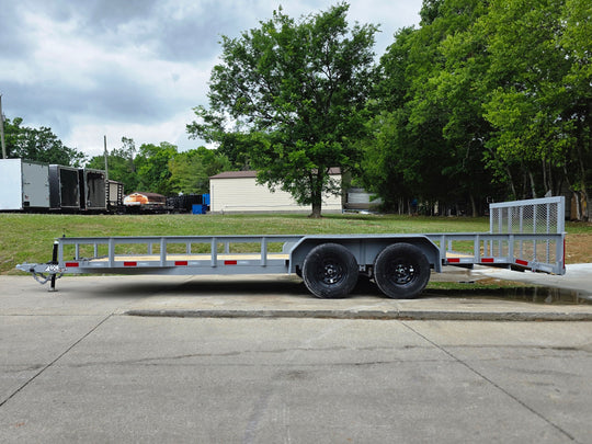 7x20 Utility Trailer Dovetail Powder Coated W/gate (2) 3500lb Axles 7k GVWR  2-brakes Right side picture 
