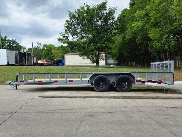 7x20 Utility Trailer Dovetail Powder Coated W/gate (2) 3500lb Axles 7k GVWR  2-brakes Right side picture 