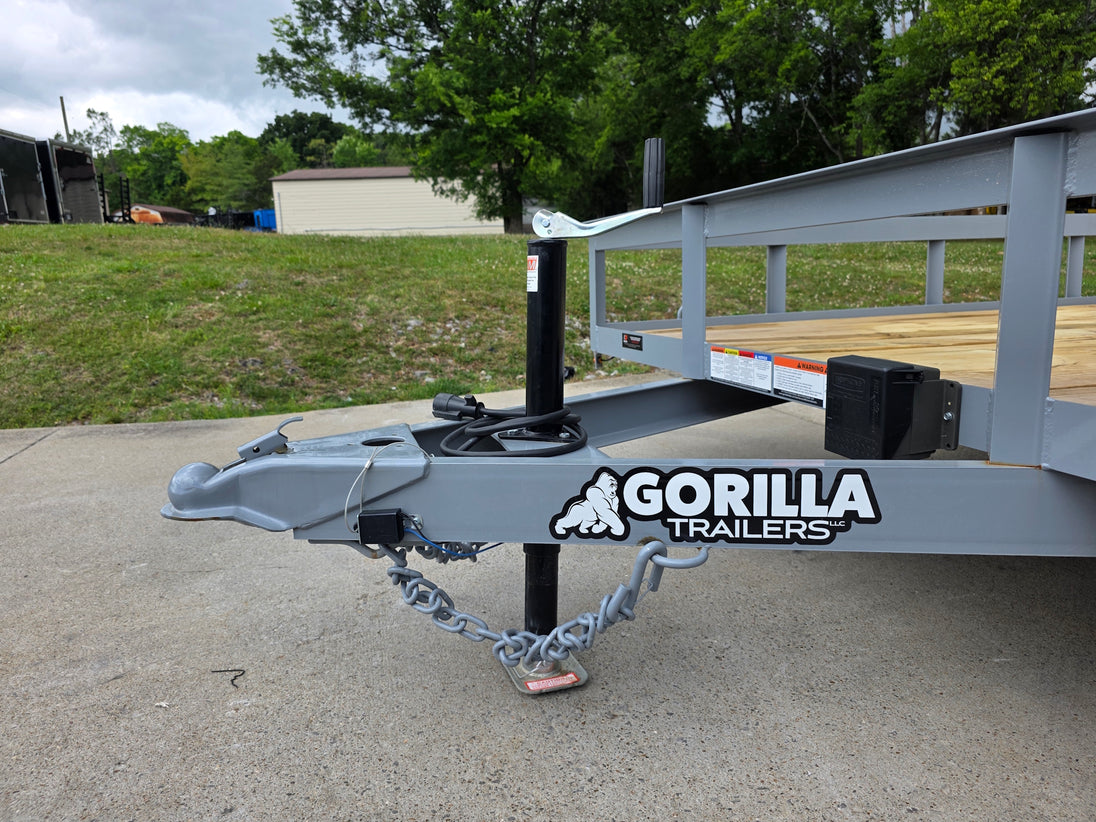 7x20 Utility Trailer Dovetail Powder Coated W/gate (2) 3500lb Axles 7k GVWR  2-brakes Tongue picture 