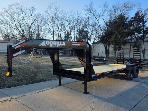 7x22 Gooseneck Equipment Trailer (2) 7K Axles Standup Ramps 14k GVWR right angled view picture 