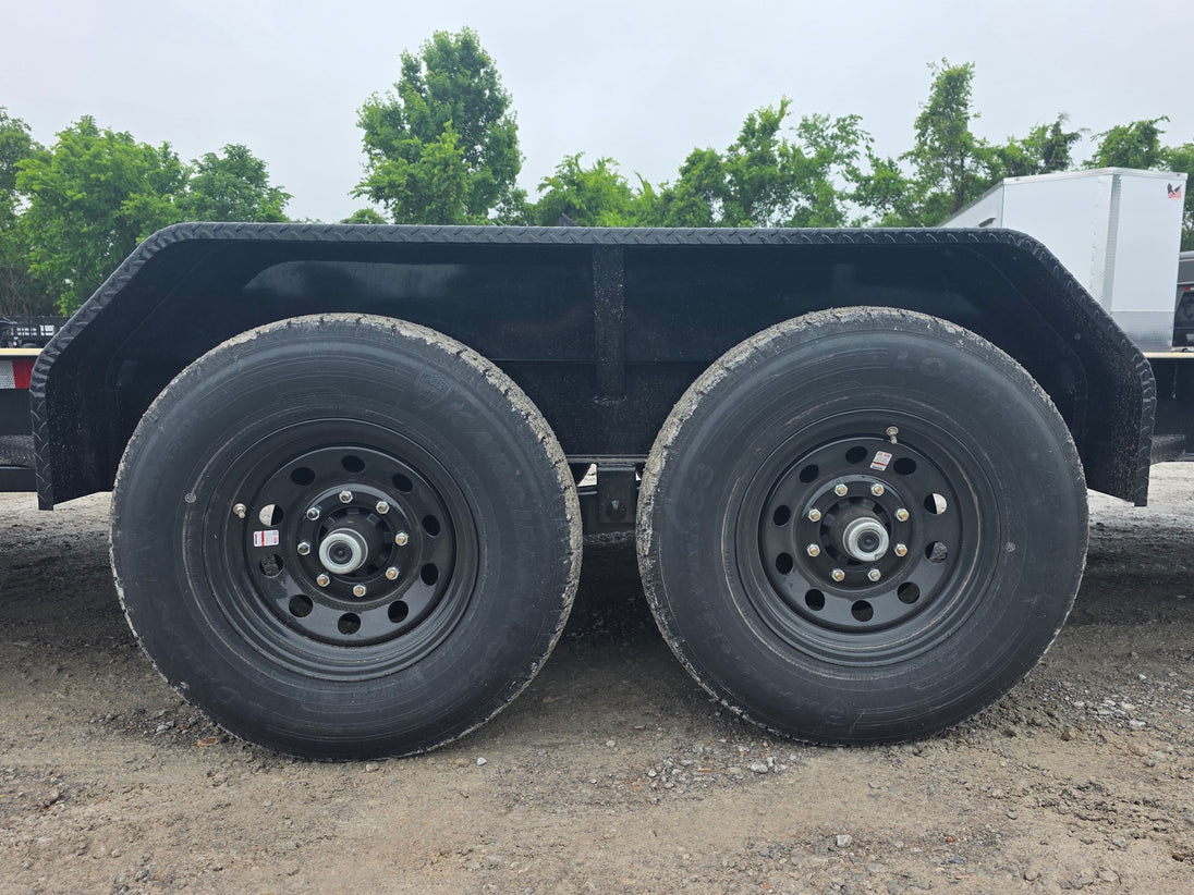7x24 Gooseneck Equipment Trailer (2) 7K Axles Standup Ramps 14k GVWR Axle picture 