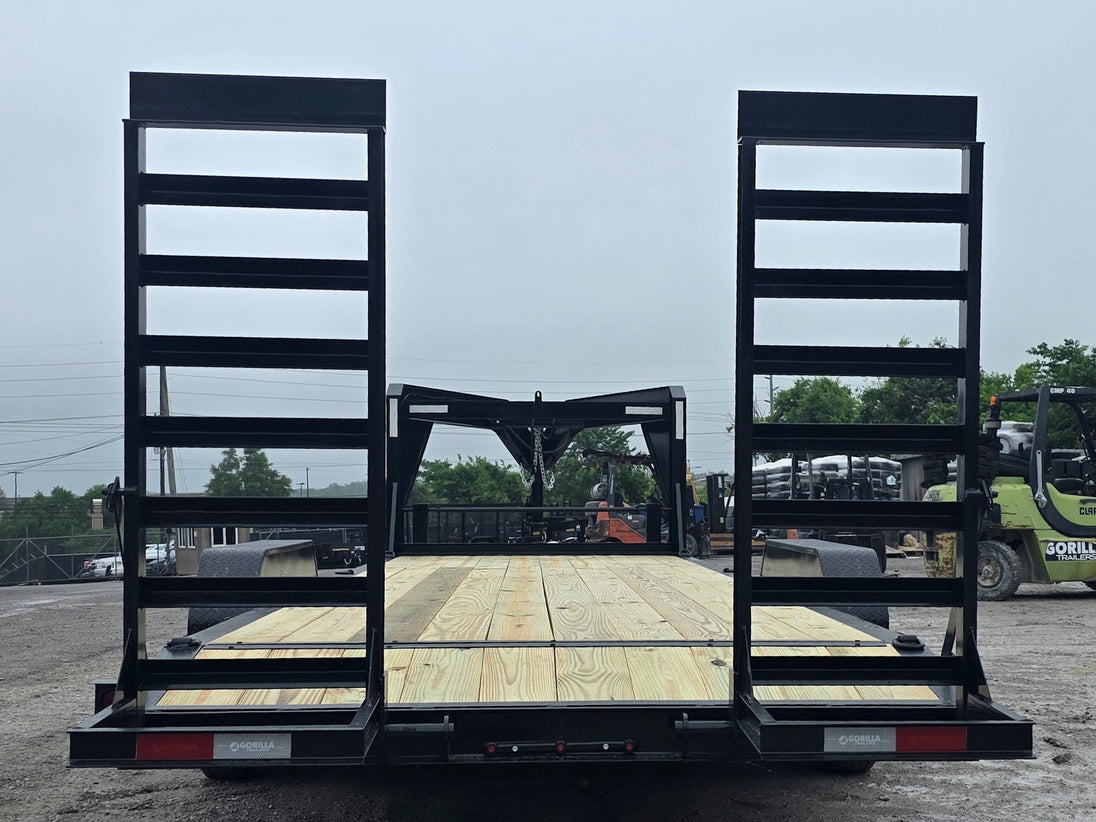 7x24 Gooseneck Equipment Trailer (2) 7K Axles Standup Ramps 14k GVWR Back side picture 