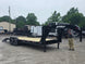 7x24 Gooseneck Equipment Trailer (2) 7K Axles Standup Ramps 14k GVWR Open front left angle picture 
