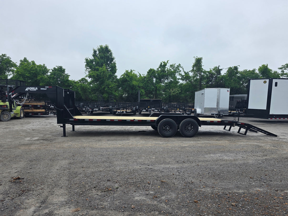 7x24 Gooseneck Equipment Trailer (2) 7K Axles Standup Ramps 14k GVWR Open right side picture 