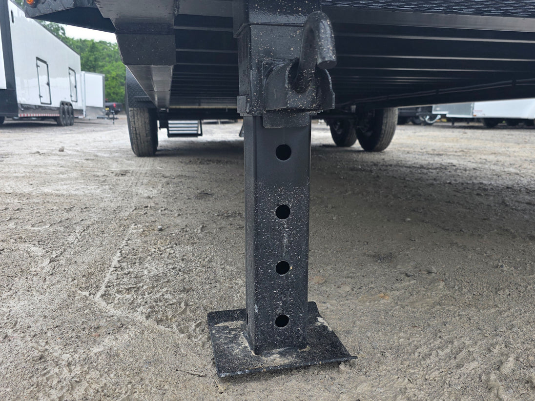 7x24 Gooseneck Equipment Trailer (2) 7K Axles Standup Ramps 14k GVWR Stabilizer jack picture 