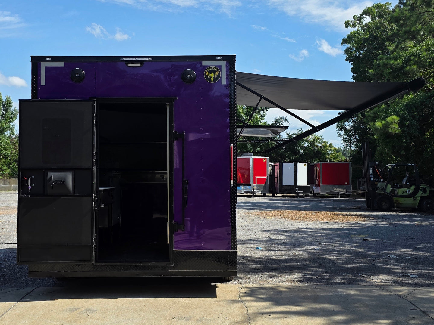 8.5' X 12' Purple With Blackout Food Event Catering and Vending Open back side picture 